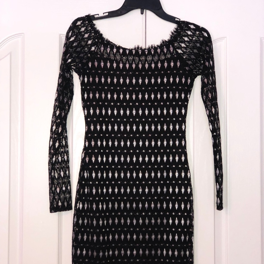 Silver and Black Netted Bodycon dress